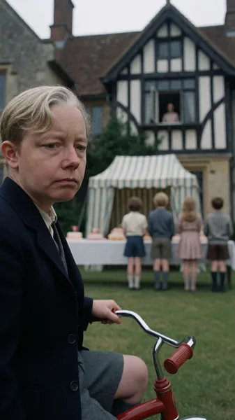 Still: a child in a churchyard, The Omen pastiche