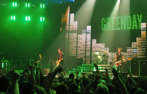 Rock star on a concert stage.